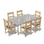 Glass table with six dining chairs