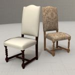 Set of Two French Dining Chairs 
with Barley Twis...