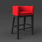 Club leather barstool with dark wood base and leat...