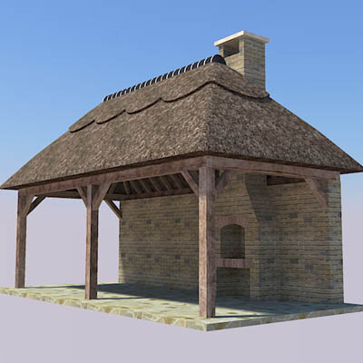A selection of thatched garden lodges with open ov.... 