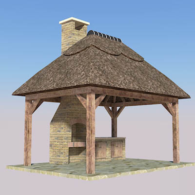 A selection of thatched garden lodges with open ov.... 