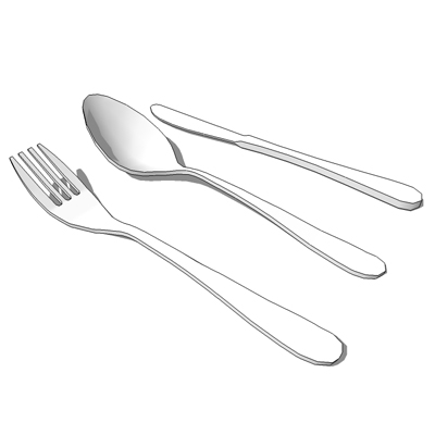 Knife, fork and spoon for place settings. 