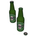 Heineken bottle with classic label.
Model has two...