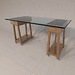 <br>Sawhorse Desk with Glass 
Top<br>...