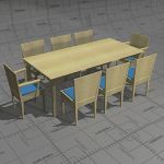 Box dining set, frame and top birch, seat upholste...