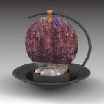 Tabletop water feature in black metal, copper and ...