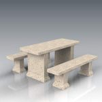 Concrete table and benches; 60