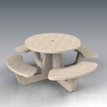 Concrete table and bench set; 42' /107cm diameter ...