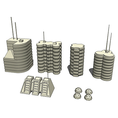 Six civilian buildings into one model.  Usage: For.... 