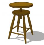 Round teak wood stool, adjustable height