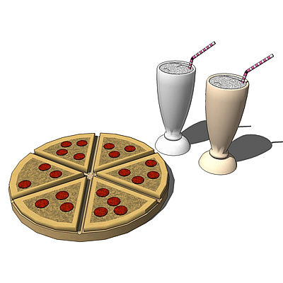 Pizza plate with six slices of Pizza and two milks.... 