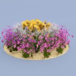 Circular flower bed of low poly 
generic plants. ...