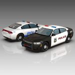 Dodge Charger Police Low Poly Set