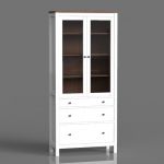 Glass-door cabinet with 3 drawers