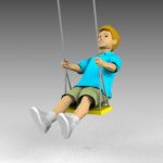 Child on swing. Model includes swing (in vertical ...