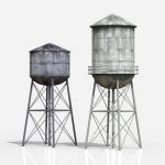 Set of two low poly fully textured 
vintage water...