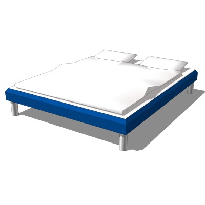 A simple blue bed. 