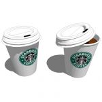 Starbucks coffee cups. One with top off and one cl...