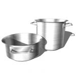 Stainless steel pots to decorate the kitchen.