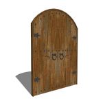 Rustic colonial double front door with iron decora...