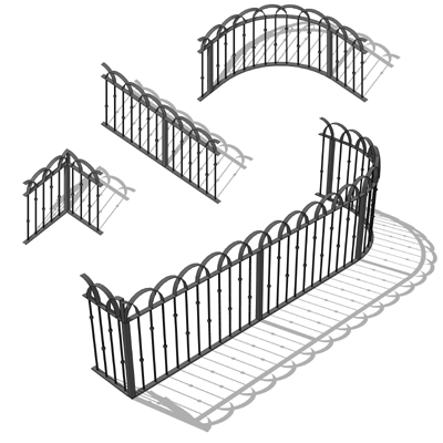 Wrought iron railing set to place around a yard or.... 