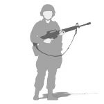 Military figure in battledress, carrying M16.