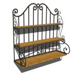 A wood and wrought iron decorative shelf that can ...