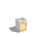 600mm wide base unit with draw,
shaker style door...