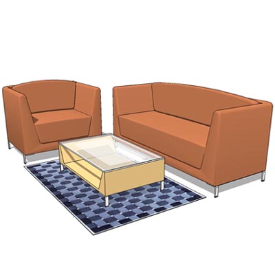 Generic sofa set , coffee table and rug
included. 