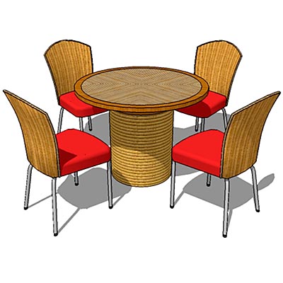 Wicker and rattan finished dining set. 