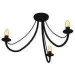 Simple wrought iron effect ceiling light with thre...