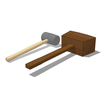 Wooden and rubber mallets. 