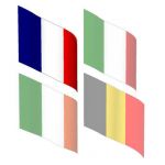 The flags of France, Italy, Ireland and Belgium