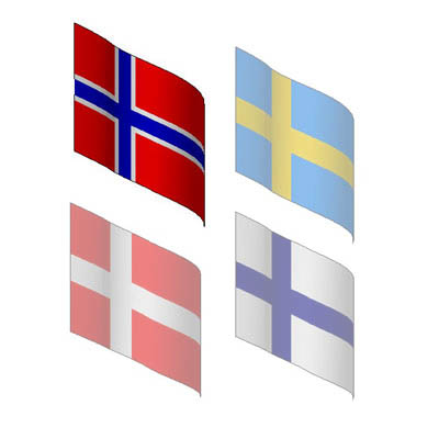 The flags of Scandinavia. 