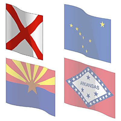 Official state flags. 