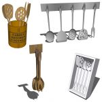 Kitchen utensils in four configurations, including...