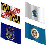 State flags of Maryland, Massachusetts, Michigan a...