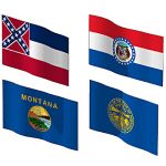 The state flags of Mississippi, Missouri, Montana ...