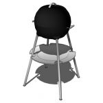Dome shaped BBQ with grate and food platter.<br...