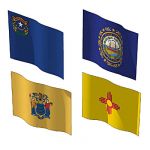 The state flags of Nevada, New Hampshire, New Jers...