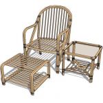 Cane armchair set, for both indoor and outdoor