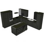 Black and red kitchen in diferent combinations.Kit...