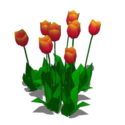 Low poly bunch of tulips. 