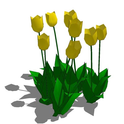 Low poly bunch of tulips. 