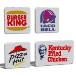 Common franchise signs on a nominal 3ft/1m square ...