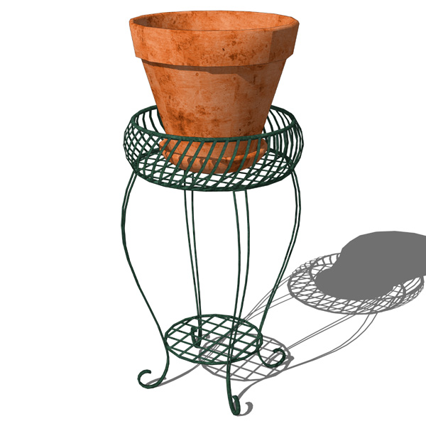Wrought iron grilled plant stand.. 