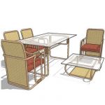 Rattan dining and armchair set