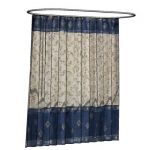 Shower curtain on oval track. Both can be adjusted...