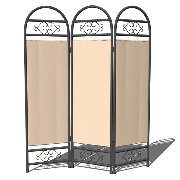 Wrought iron screen. Panels can be rotated.. 