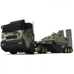 Military truck with trailer for vehicles and tanks